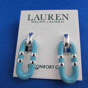 NWT Ralph Lauren silver & turq clip on earrings for Spring
